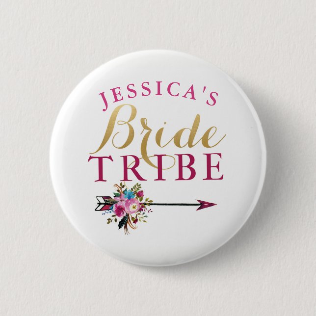 Bridal Shower Bride Badges Bachelorette Tribe Pins (Front)
