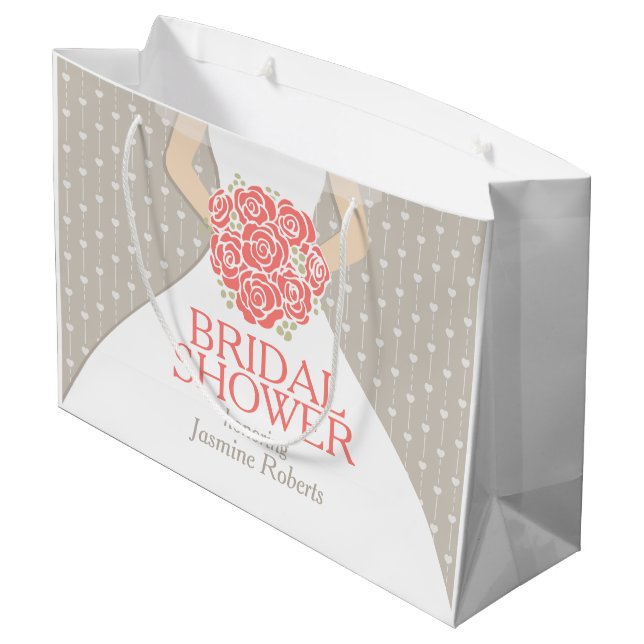 Bridal shower bride dress personalized gift bag (Back Angled)