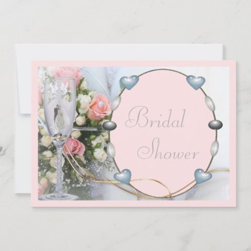 Bridal Shower Bride  Groom Doves  Glass Floral Invitation