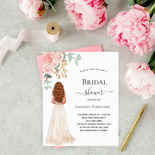 Bridal shower bride rose green budget invitation