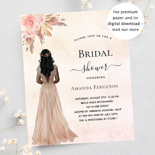 Bridal shower bride rose pampas invitation