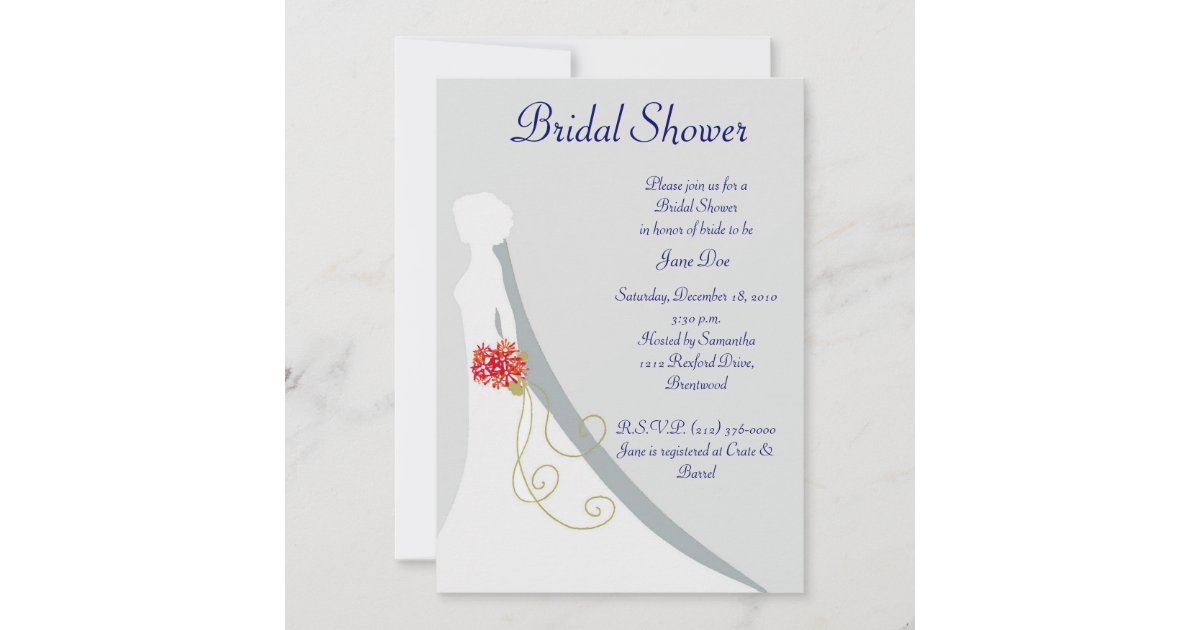 Bridal Shower Bride Silhouette Invitation Zazzle