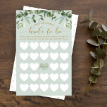 Bridal Shower Bride-To-Be Bingo Watercolor Foliage<br><div class="desc">Elegant & stylish bride-to-be bingo bridal shower game. Fun game to play at your bridal shower party. Design features a modern and style design with our hand-painted watercolor foliage and greenery with a white heart bingo grid. Elegant calligraphy in gold color and mint green color palette create a modern chic...</div>