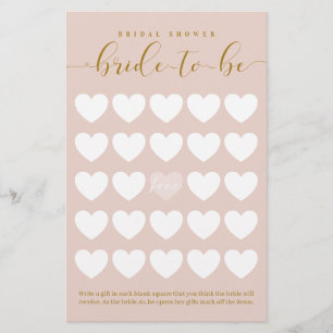 Bridal Shower Bride-To-Be Pink Heart Grid Bingo