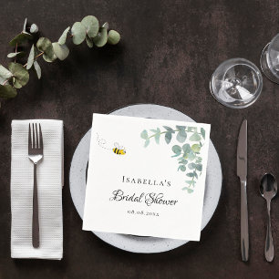 Bridal Shower bride to bee eucaluptus script Napkins