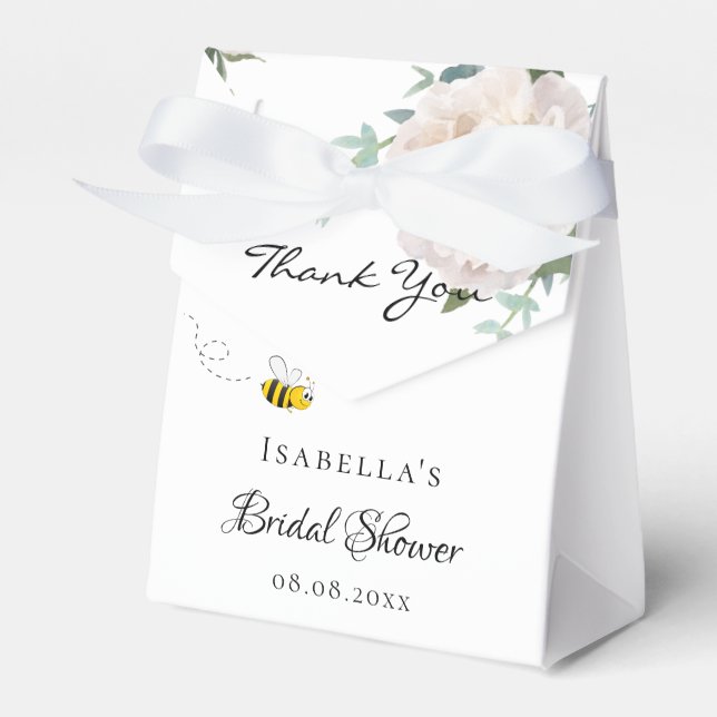 Bridal shower bride to bee floral thank you favor boxes (Front Side)