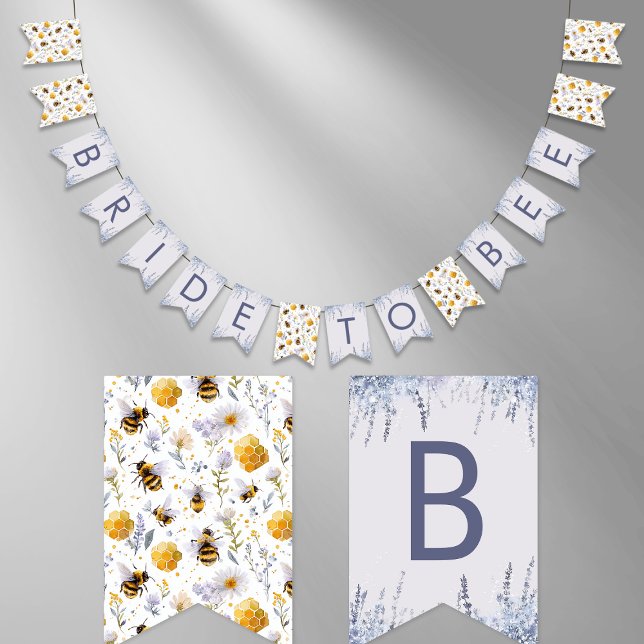 Bridal Shower Bride to Bee Honey Bees Floral Bunting Flags (Creator Uploaded)