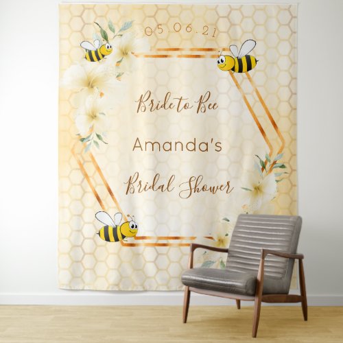 Bridal Shower bride to bee honeycomb bumble bees Tapestry