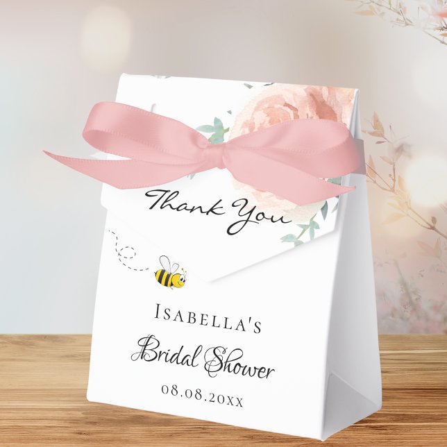 Bridal shower bride to bee pink floral thank you favor boxes (Creator Uploaded)