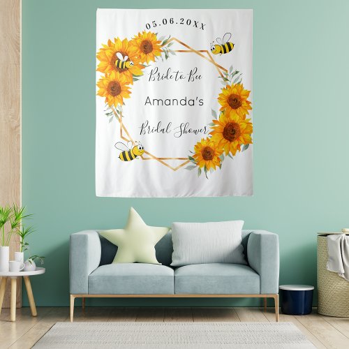 Bridal Shower Bride to bee sunflowers white  Tapestry