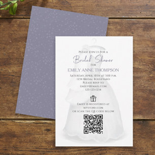 Bridal Shower Bride Wedding Vintage Gown QR Code Invitation