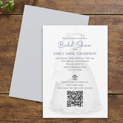 Bridal Shower Bride Wedding Vintage Gown QR Code Invitation