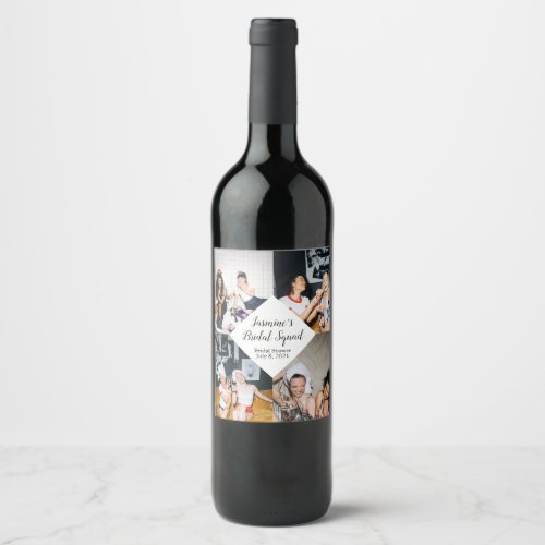 Bridal Shower Bridesmaid Proposal Photo Collage Wine Label