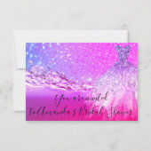 Bridal Shower Bright Pink Dress Glitter Ombre Invitation (Front)