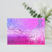 Bridal Shower Bright Pink Dress Glitter Ombre Invitation (Standing Front)