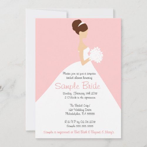 Bridal Shower Brown Hair Bride Invitation