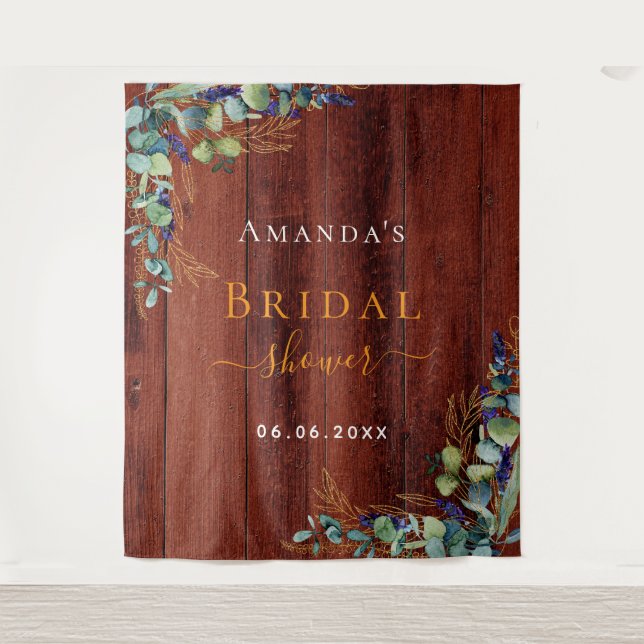 Bridal Shower brown wood eucalyptus Tapestry (Front)