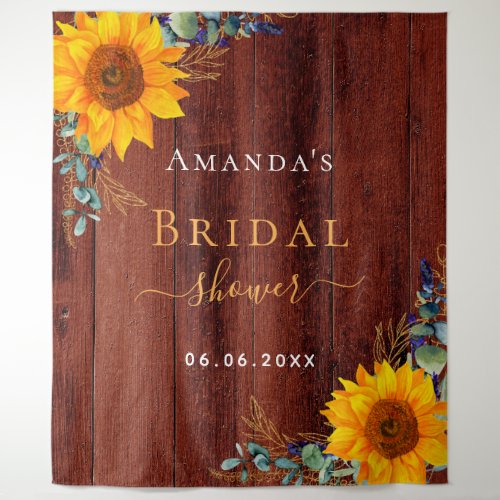 Bridal Shower Brown wood sunflower rustic Tapestry