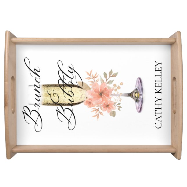 Bridal Shower Brunch and Bubbly Champagne Serving Tray (Front)