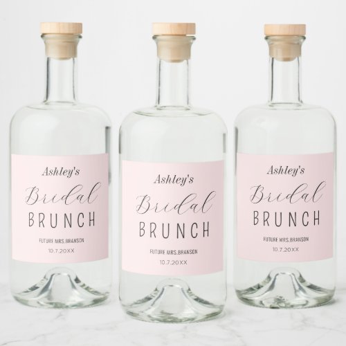 Bridal Shower Brunch Blush Pink    Liquor Bottle Label