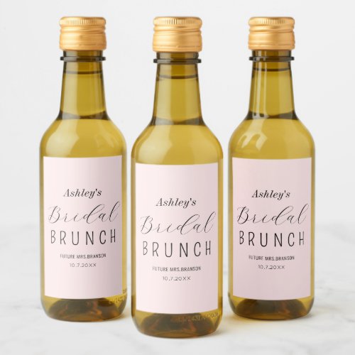 Bridal Shower Brunch Blush Pink    Wine Label