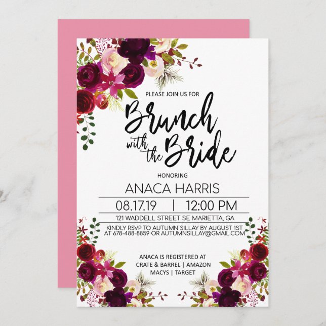 Bridal Shower Brunch - Brunch with the Bride Invitation (Front/Back)