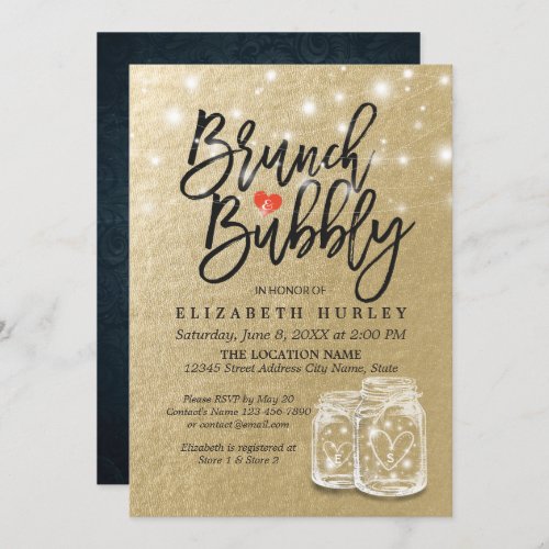 Bridal Shower Brunch Bubbly Mason Jar String Light Invitation