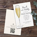 Bridal Shower Brunch Bubbly QR Code Gift Registry Invitation<br><div class="desc">This design features a watercolor brunch and bubbly bride, bridal shower wine champagne drinks, QR code gift registry online, a simple minimalist minimal design, trendy stylish calligraphy script font, a champagne flute glass toast bar, with whimsical typography text style, brunch with the bride invitations, for her bride to be, with...</div>