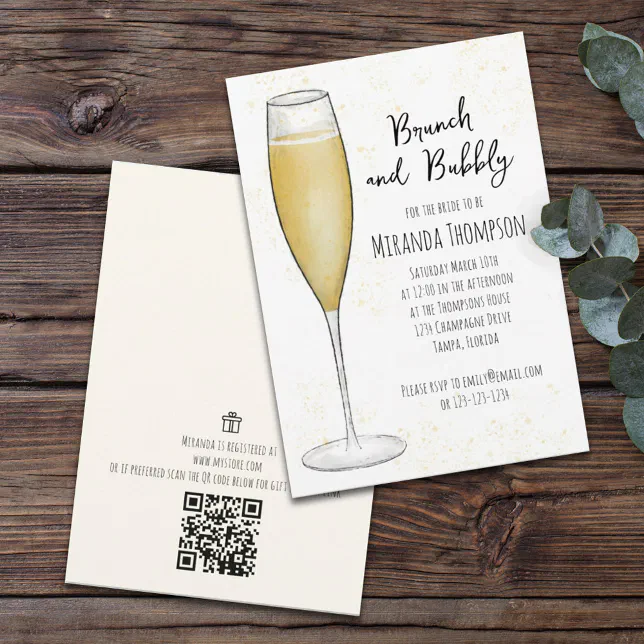 Bridal Shower Brunch Bubbly QR Code Gift Registry Invitation Zazzle bridal-shower-brunch-bubbly-qr-code-gift-registry-invitation-zazzle