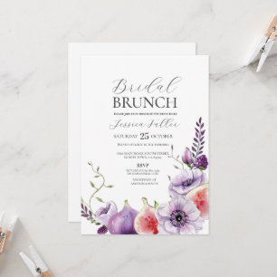 Bridal Shower Brunch Floral Purple Fig Fruit Invitation