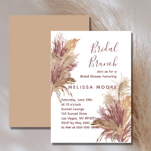 Bridal Shower Brunch Pampas Elegance Mauve Pink Invitation