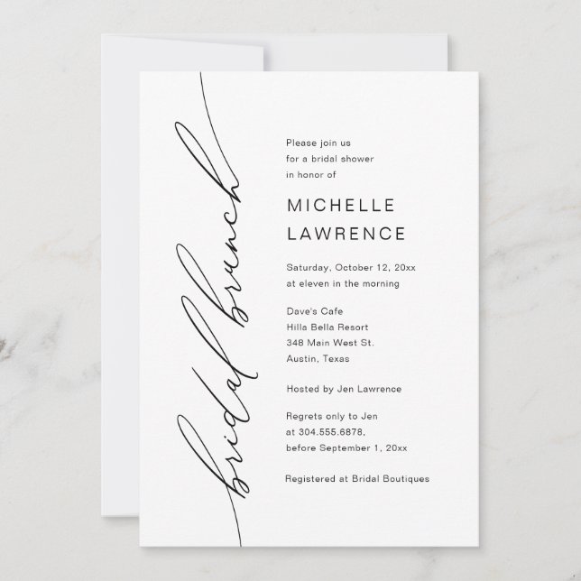 Bridal Shower Brunch Party Celebration Invitation (Front)