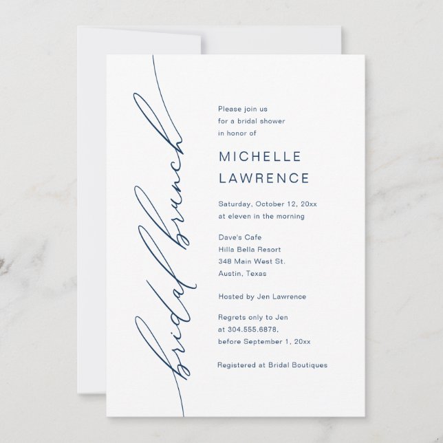 Bridal Shower Brunch Party Celebration Invitation (Front)