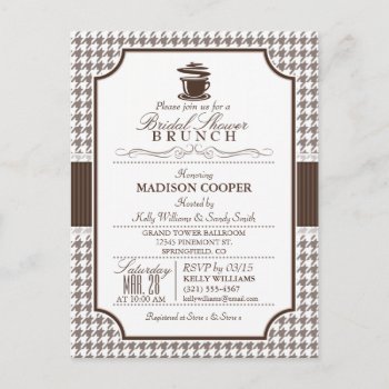 Bridal Shower Brunch; Taupe Houndstooth Invite by Card_Stop at Zazzle