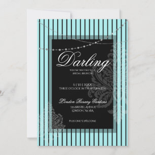  Bridal shower brunch with the bride teal black  Invitation