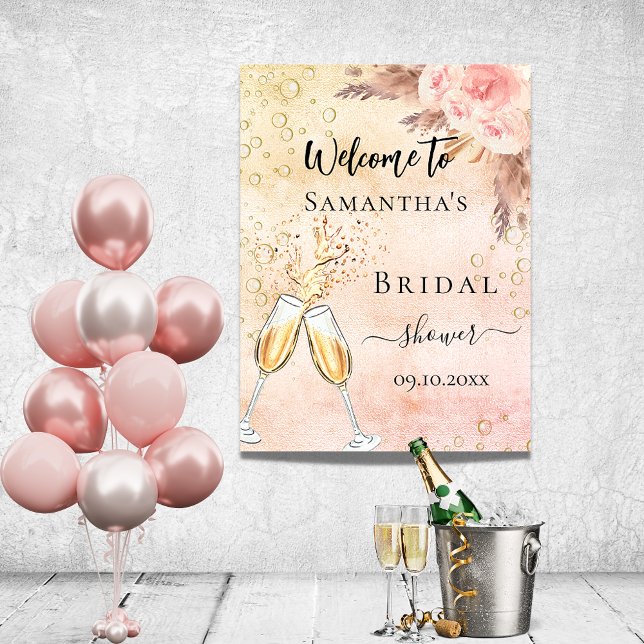 Bridal Shower bubbly brunch rose florals welcome Poster (Creator Uploaded)