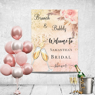 Bridal Shower bubbly brunch rose flowers welcome Poster