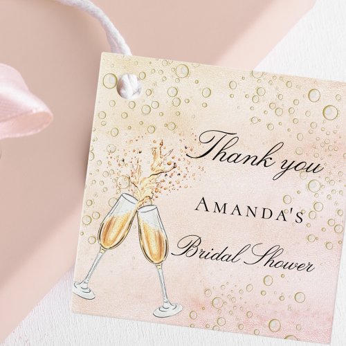 Bridal Shower bubbly brunch rose thank you Favor Tags