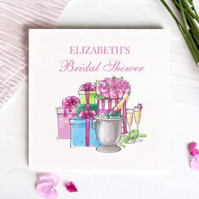 Bridal Shower Bubbly Champagne Gifts Roses Napkins (Creator Uploaded)