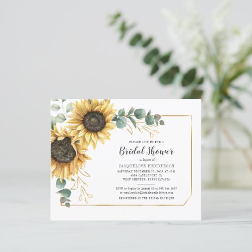 Bridal Shower Budget Sunflower Eucalyptus Greenery