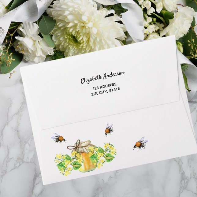 Bridal Shower bumble bees honey return address Envelope (Creator Uploaded)