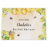 Bridal Shower bumble bees honey yellow floral name Large Gift Bag (Front)