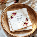 Bridal Shower Burgundy Blush Floral Gold Geometric Napkins<br><div class="desc">Personalize this "Watercolor Burgundy Blush Floral Gold Geometric Bridal Shower Paper Napkin" to add a special touch. This high-quality design is easy to customize to be uniquely yours! (1) For further customization, please click the "Customize" button and use our design tool to modify this template. (2) If you need help...</div>
