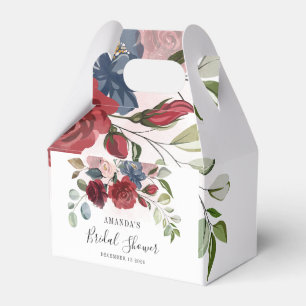 Bridal Shower Burgundy Rustic Floral Custom Favor Boxes
