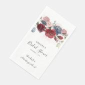 Bridal Shower Burgundy Rustic Floral Custom Paper Guest Towels (Corner)