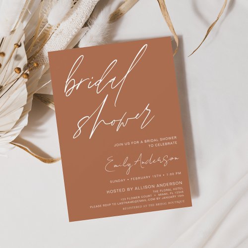 Bridal Shower Burnt Orange Terracotta Coriander Invitation