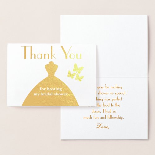 Bridal Shower Butterflies Thank You for Hosting Foil Card