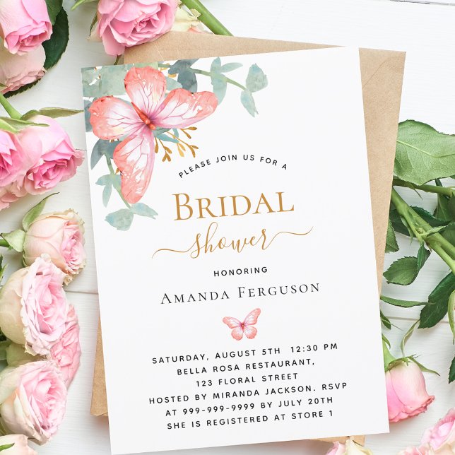 Bridal Shower butterfly rose gold greenery Invitation (Creator Uploaded)