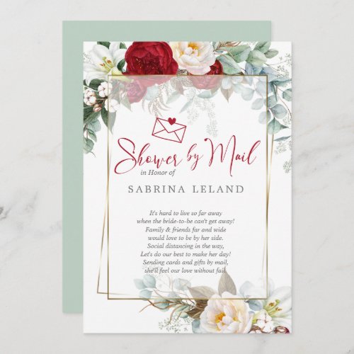 Bridal Shower by Mail Burgundy Peony Floral Invitation