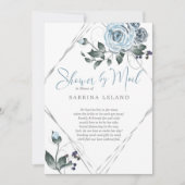Bridal Shower by Mail Dusty Blue Floral Silver Invitation (Front)
